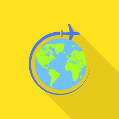 Naklejka premium Global avia flight icon. Flat illustration of global avia flight vector icon for web design