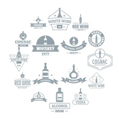 Fototapeta na wymiar Alcohol logo icons set. Simple illustration of 16 alcohol logo vector icons for web