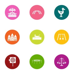 Kid playground icons set. Flat set of 9 kid playground vector icons for web isolated on white background