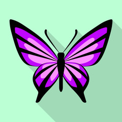 Purple butterfly icon. Flat illustration of purple butterfly vector icon for web design
