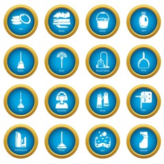 Cleaning tools icons set. Simple illustration of 16 cleaning tools vector icons for web