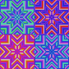 Mexican pattern inspired by huichol art