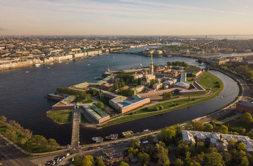 Aerial view of Peter and Paul Fortress in Saint-Petersburg