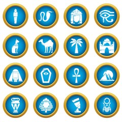 Egypt travel icons set. Simple illustration of 16 Egypt travel vector icons for web