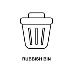 rubbish bin icon. Element of simple web icon with name for mobile concept and web apps. Thin line rubbish bin icon can be used for web and mobile