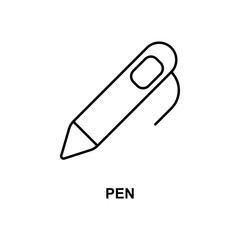 pen icon. Element of simple web icon with name for mobile concept and web apps. Thin line pen icon can be used for web and mobile