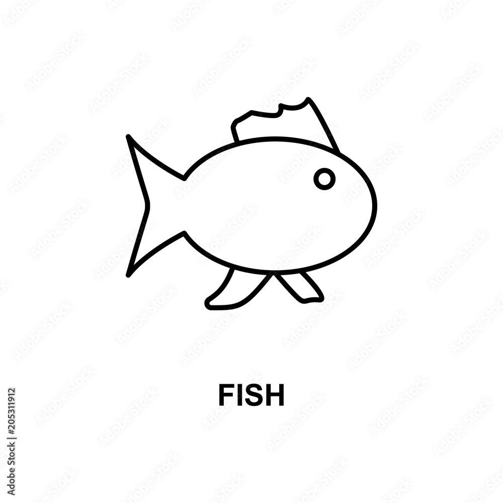 Poster fish icon. element of simple web icon with name for mobile concept and web apps. thin line fish icon