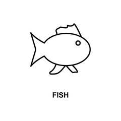 fish icon. Element of simple web icon with name for mobile concept and web apps. Thin line fish icon can be used for web and mobile