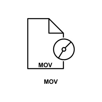 mov file icon. Element of simple web icon with name for mobile concept and web apps. Thin line mov file icon can be used for web and mobile