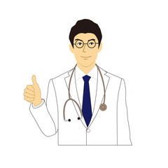 グッドサインをする男性医師のイラスト