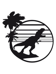 insel urlaub palmen strand park silhouette schwarz umriss t-rex fleischfresser böse brüllen tyranosaurus rex gefährlich fressen dino dinosaurier saurier clipart comic cartoon design