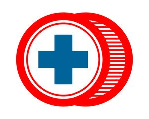 Fototapeta premium blue red cross positive icon image vector logo symbol