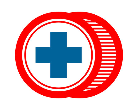 blue red cross positive icon image vector logo symbol