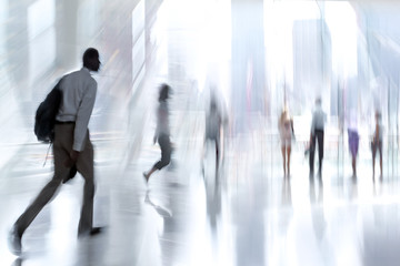 group of people in the lobby business center