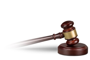 Wooden gavel on white background