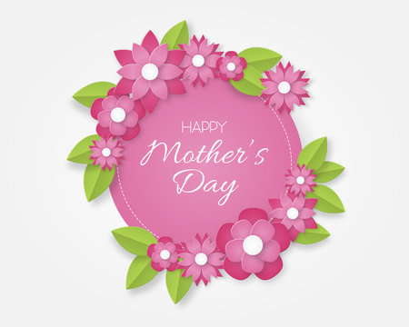 Happy Mother's Day greeting card with colorful flowers. Vector illustration