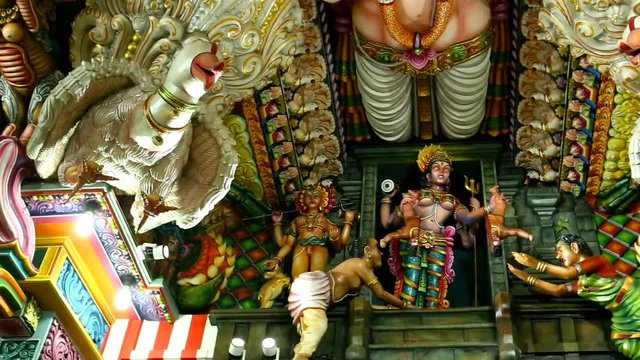 Ancient Hindu Pathirakali Amman temple in Trincomalee, Sri Lanka. Temple was built in honor of the goddess Badrakali (Bhadrakali). Walls are decorated with beautiful ornament