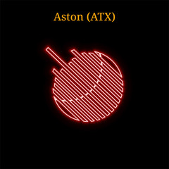 Red neon Aston (ATX) cryptocurrency symbol