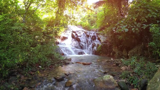 A small waterfall in the rain forest. Phuket island, Thailand