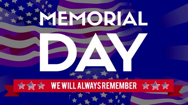 Animation of memorial day theme with flag