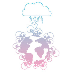 storm electric in landscape natural disaster vector illustration design