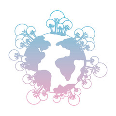world planet earth with trees vector illustration design