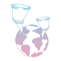 earth planet with twister natural disaster vector illustration design