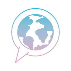 world planet earth in speech bubble vector illustration design