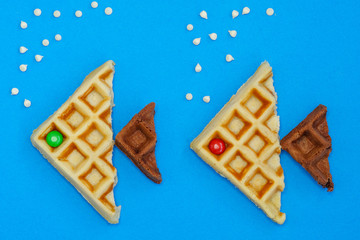 milk and chocolate waffles