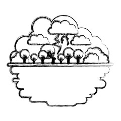 storm electric in landscape natural disaster vector illustration design