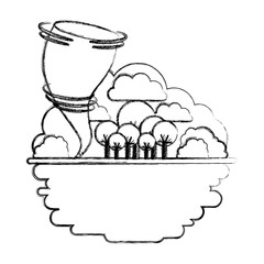 twister hurrican with forest scene natural disaster vector illustration design