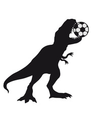 fussball beißen sport verein spielen silhouette schwarz umriss t-rex fleischfresser böse brüllen tyranosaurus rex gefährlich fressen dino dinosaurier saurier clipart comic cartoon design