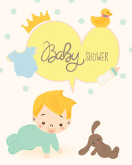 cute boy for baby shower invitation card design template