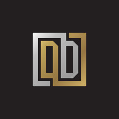Initial letter DD, looping line, square shape logo, silver gold color on black background