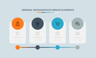 Business data visualization. Time line Process chart with 4 steps, labels. Abstract elements of graph, diagram options, parts or processes.