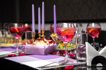 Served holiday table with different tasty dishes
