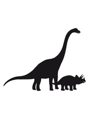 Diplodocus langhals groß riesig Triceratops paar pärchen 2 freunde team hörner silhouette schwarz umriss dino dinosaurier saurier clipart comic cartoon design