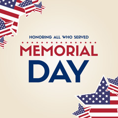 Happy memorial day poster flag american