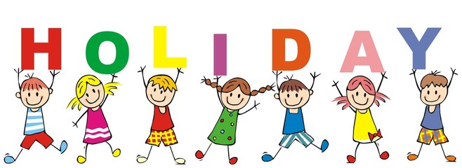 Happy kids and inscription holiday, vector illustration