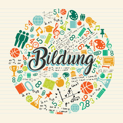 Education school icon quote in german language