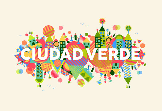Green City spanish language concept illustration
