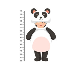 Meter wall with panda costume .vector illustration