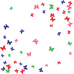 Summer Background with Colorful Butterflies. Simple Feminine Pattern for Card, Invitation, Print. Trendy Decoration with Beautiful Butterfly Silhouettes. Vector Background with Moth