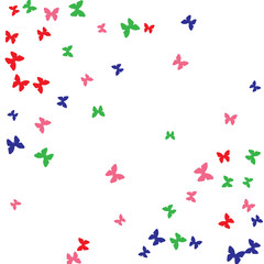 Summer Background with Colorful Butterflies. Simple Feminine Pattern for Card, Invitation, Print. Trendy Decoration with Beautiful Butterfly Silhouettes. Vector Background with Moth