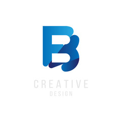 Original Letter B in blue colour for logotype. Vector sign logo design template. Flat illustration EPS10