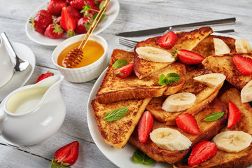 French toasts on a plate, close-up