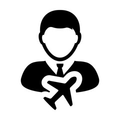 Transport icon vector male user person profile avatar symbol for transportation in flat color glyph pictogram illustration