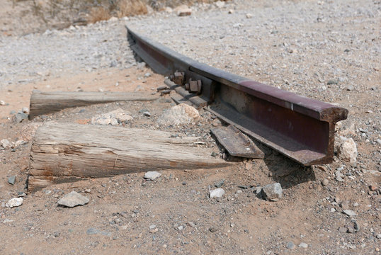 Cut rails of old railway track