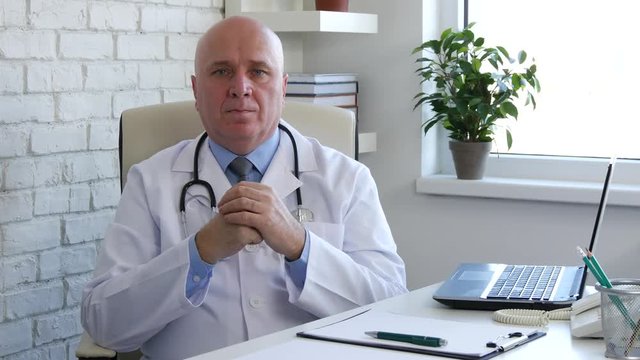 Serious and Calm Doctor with a Confident Image in a TV Presentation