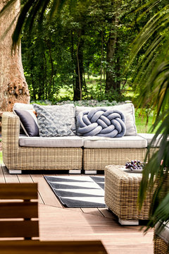 Comfortable couch on patio